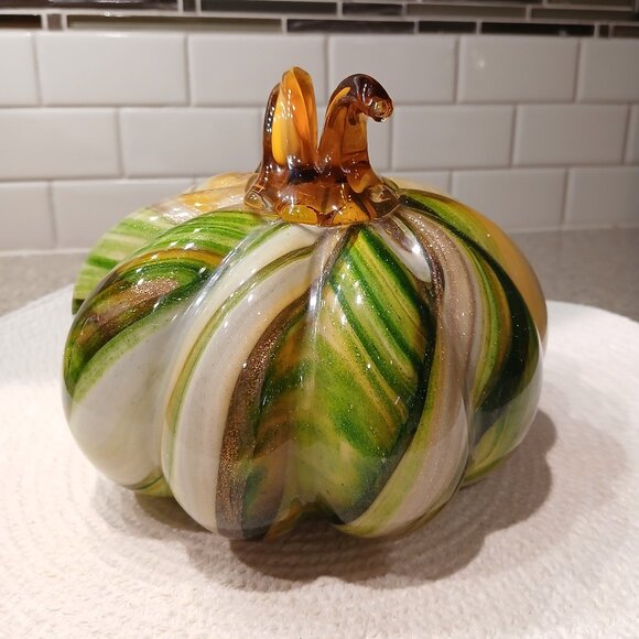 Pier 1 Imports Solid Glass Pumpkin - Picture 3 of 7